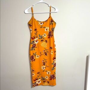 Floral Orange Midi Dress